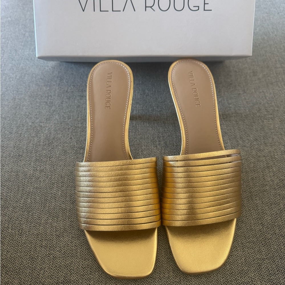 Gold Textured Slide Sandals